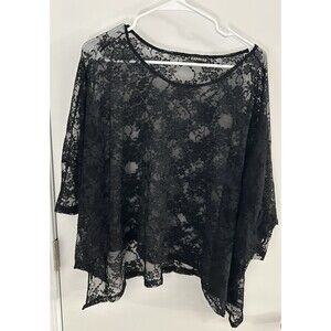 EXPRESS Black Lace Oversized Dolman Women witchy goth romantic sheer medium